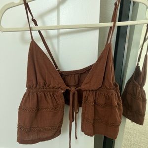 Brown tie top size US 2 Shein